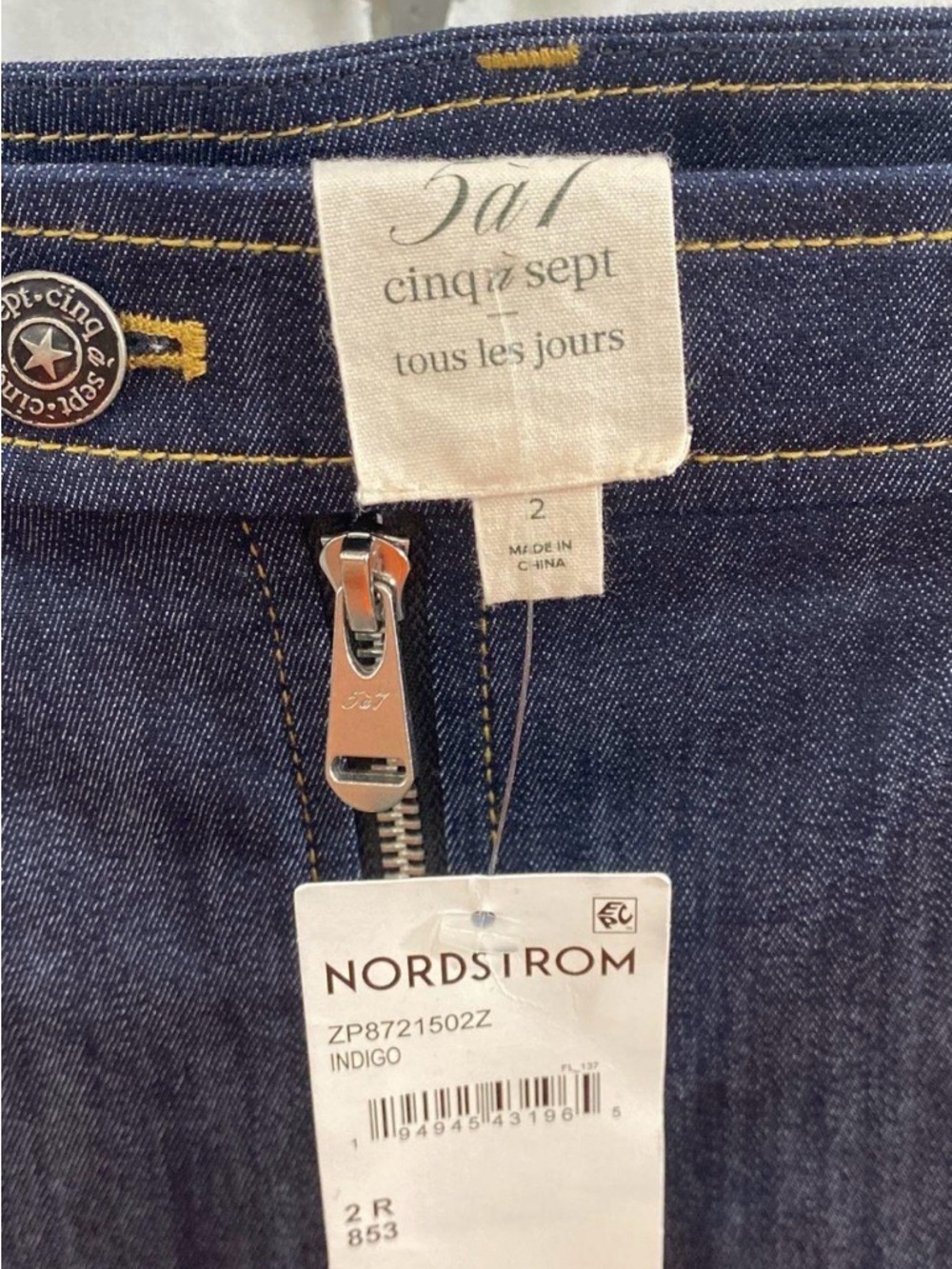 cinq a sept Dark Blue Skinny Jeans with Contrast Stitching - Picture 3 of 3